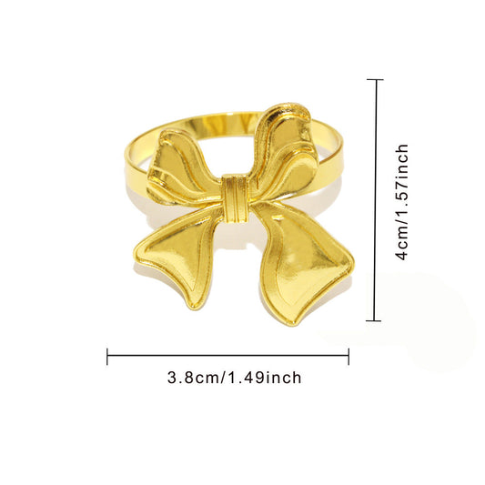 Gold Bow Napkin Rings For Table Decoration