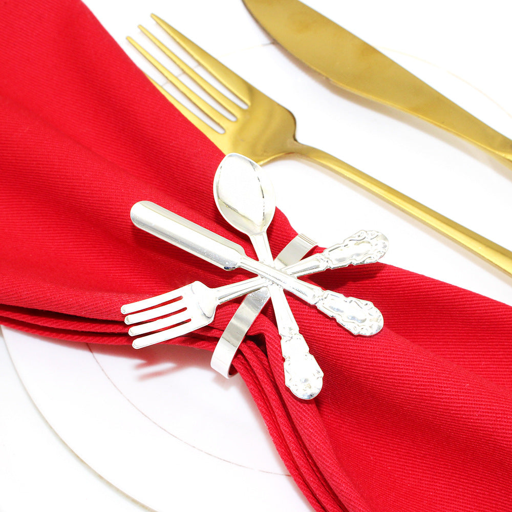 Silver Cutlery Napkin Rings For Table Decoration