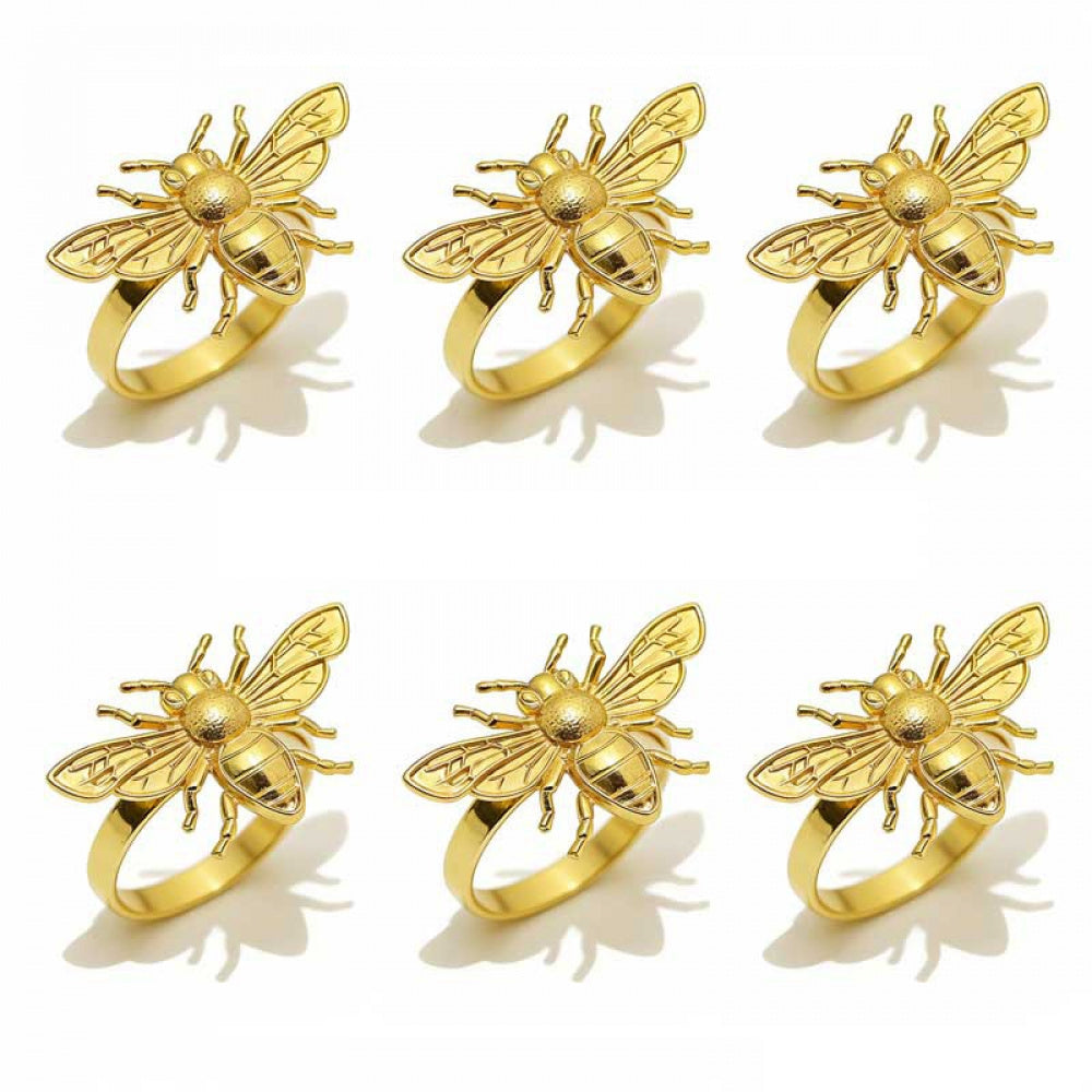 Gold Bee Napkin Rings For Table Decoration