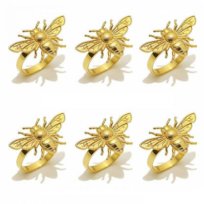 Gold Bee Napkin Rings For Table Decoration