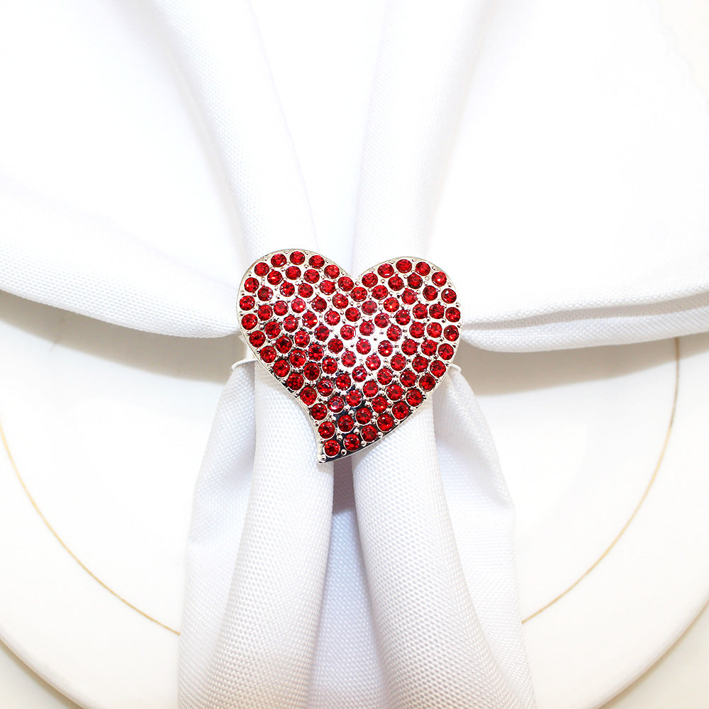 Red Rhinestone Heart Napkin Rings For Table Decorationalwtl