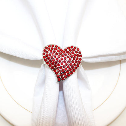 Red Rhinestone Heart Napkin Rings For Table Decorationalwtl