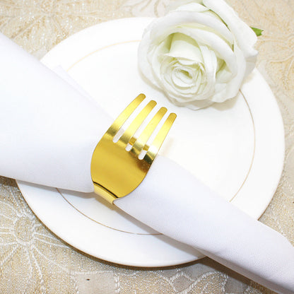 Gold Fork Shaped Napkin Rings For Table Decoration