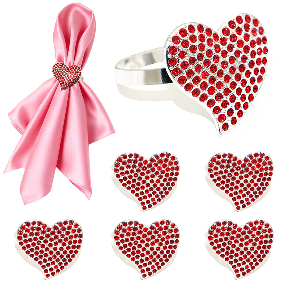 Red Rhinestone Heart Napkin Rings For Table Decorationalwtl