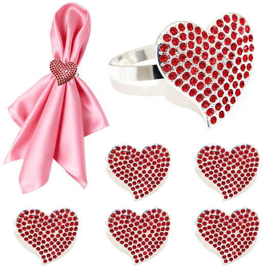 Red Rhinestone Heart Napkin Rings For Table Decorationalwtl