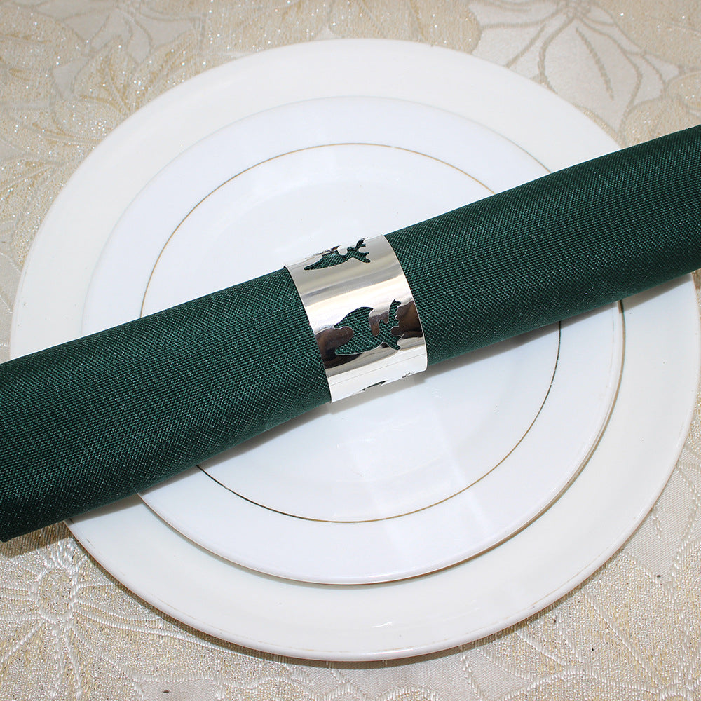Silver Reindeer Cutout Napkin Rings For Table Decoration