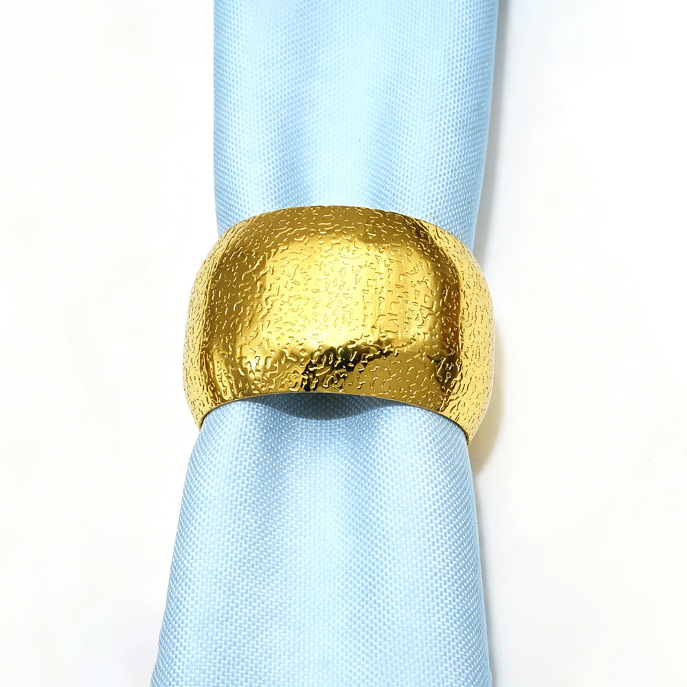 Gold Round Hammered Napkin Rings For Table Decoration