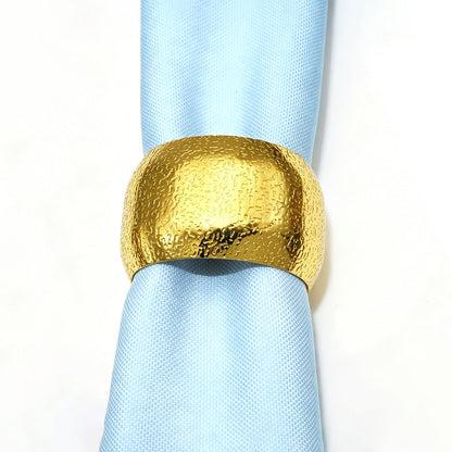 Gold Round Hammered Napkin Rings For Table Decoration