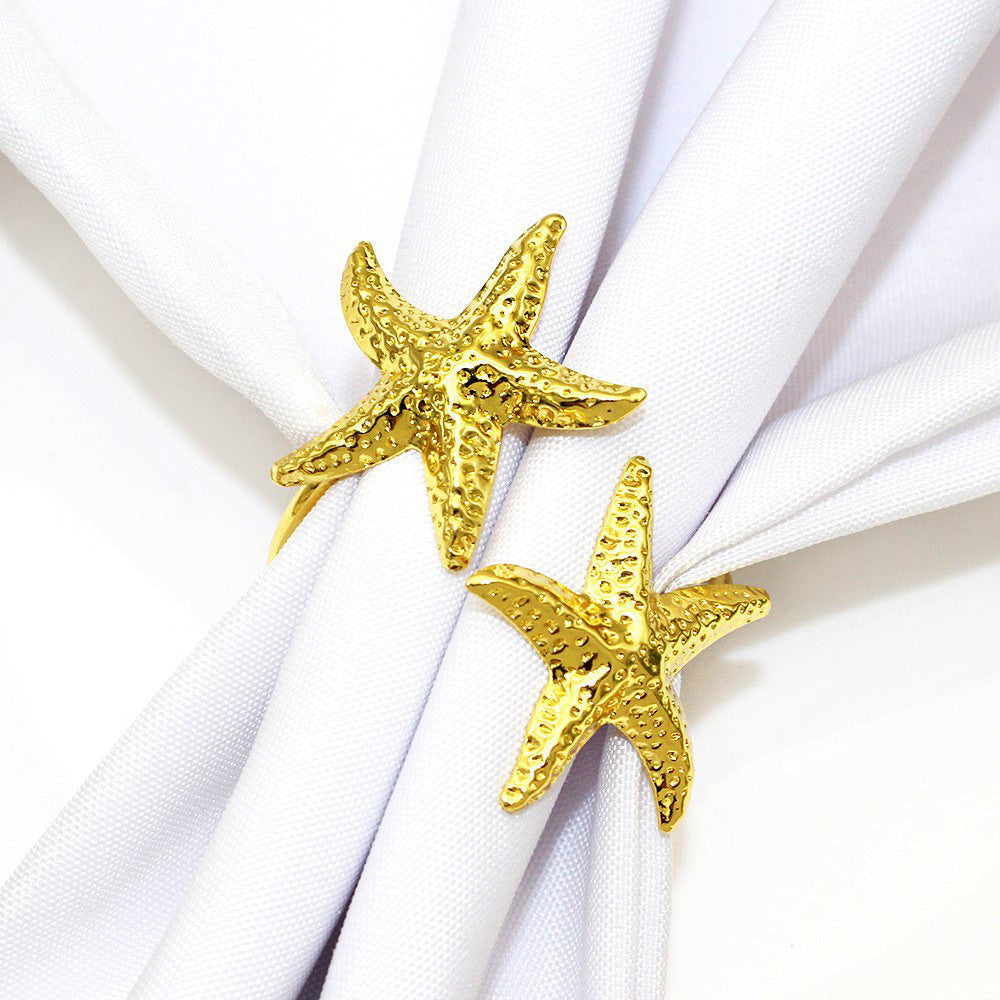 Gold Double Starfish Napkin Rings For Table Decoration
