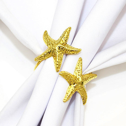 Gold Double Starfish Napkin Rings For Table Decoration