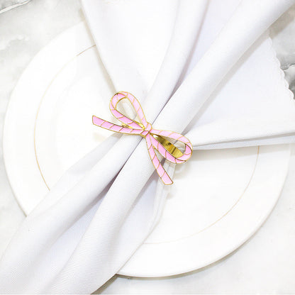 Pink Bow Ribbon Napkin Rings For Table Decoration