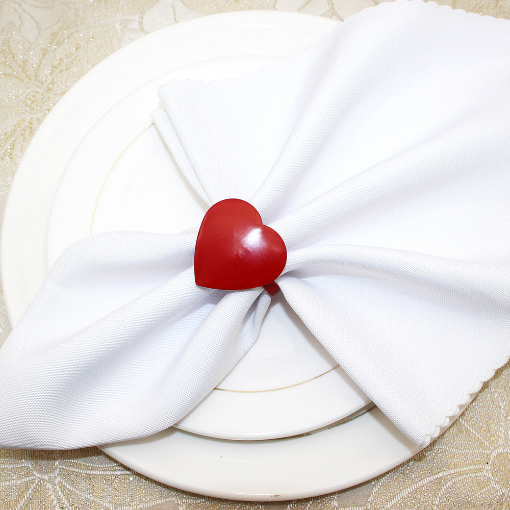 Red Heart Shaped Napkin Rings For Table Decoration
