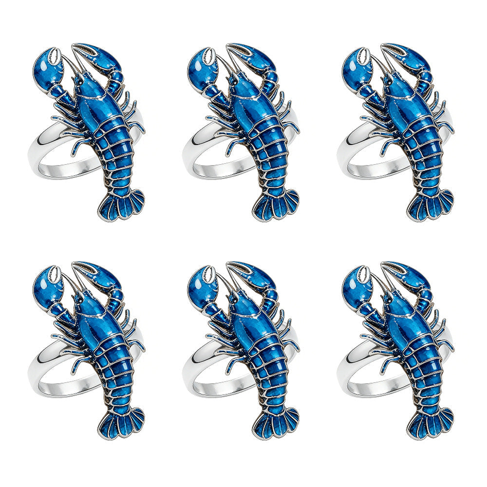 Blue Lobster Napkin Rings For Table Decoration