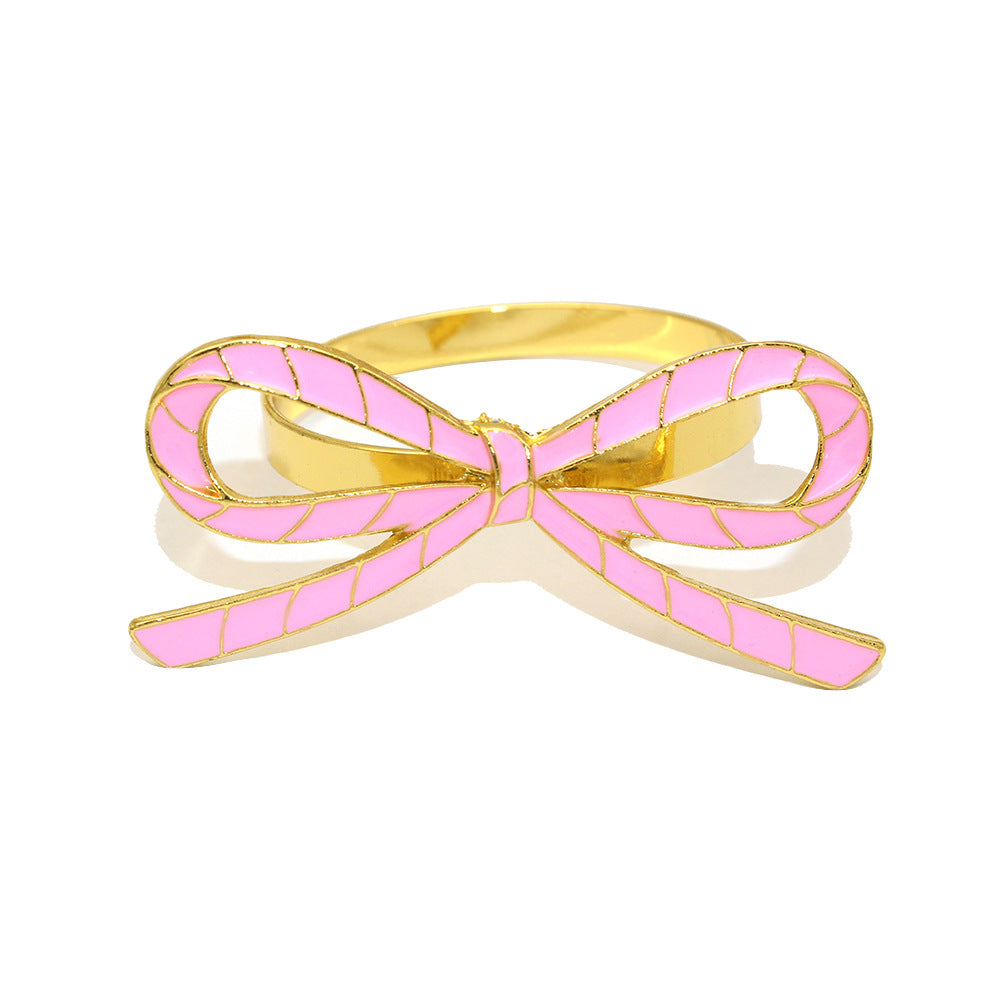 Pink Bow Ribbon Napkin Rings For Table Decoration