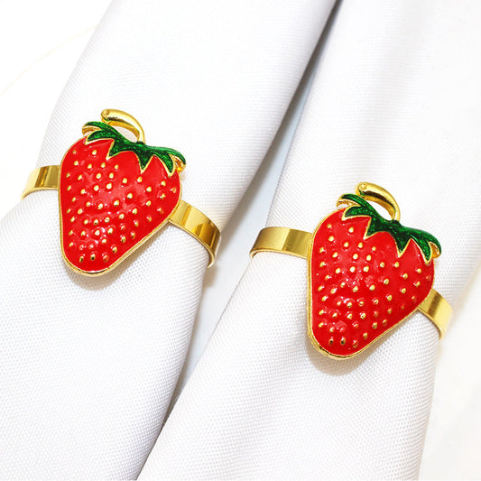 Red Strawberry Napkin Rings For Table Decoration