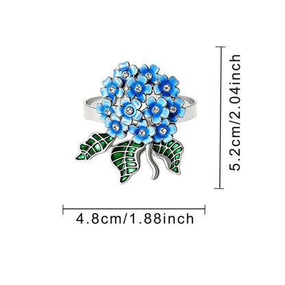 Blue Hydrangea Flower Napkin Rings For Table Decoration