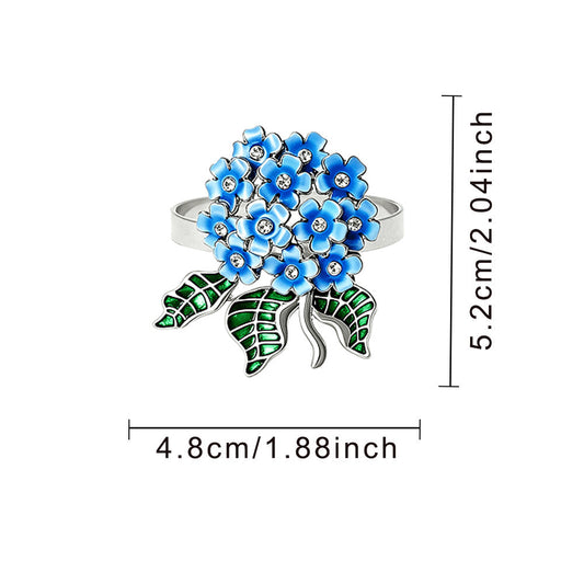 Blue Hydrangea Flower Napkin Rings For Table Decoration