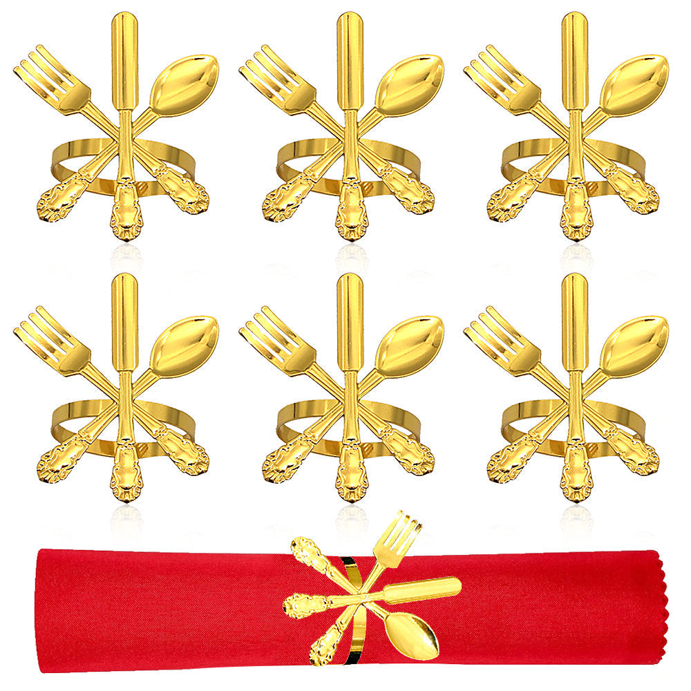 Gold Cutlery Napkin Rings For Table Decoration