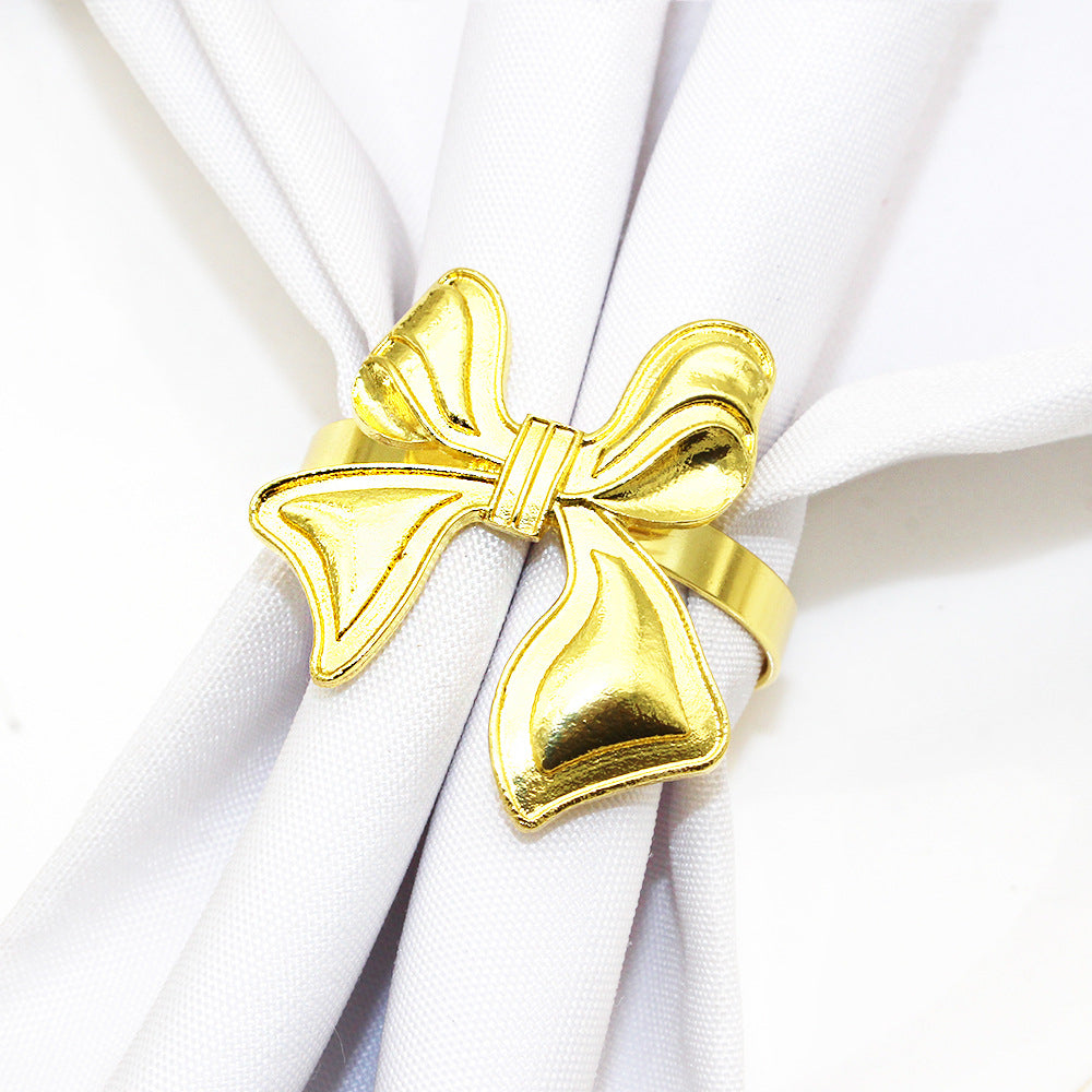 Gold Bow Napkin Rings For Table Decoration