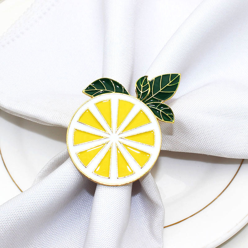 Yellow Lemon Slice Napkin Rings For Table Decoration