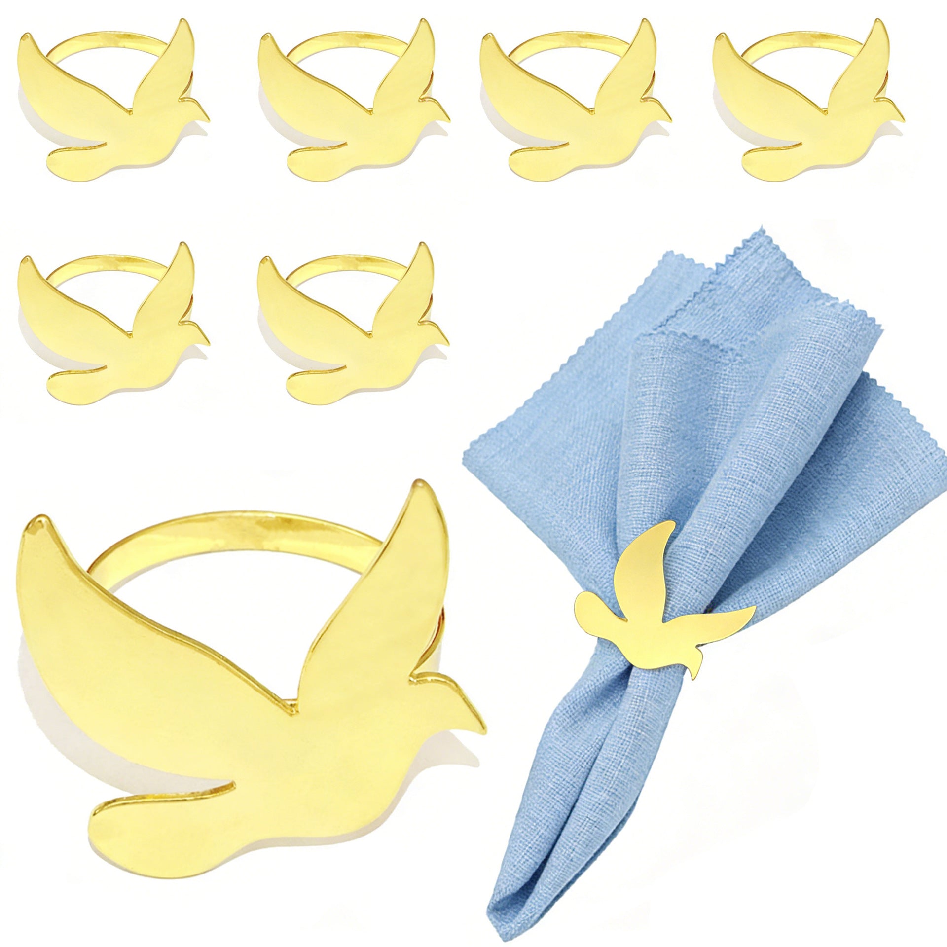 Gold Flying Dove Napkin Rings For Table Decoration