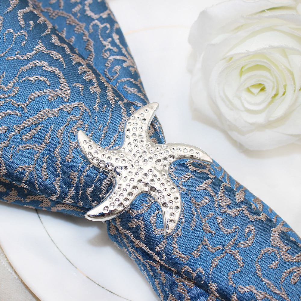 Silver Starfish Napkin Rings For Table Decoration