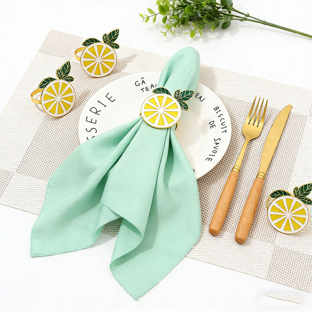 Yellow Lemon Slice Napkin Rings For Table Decoration