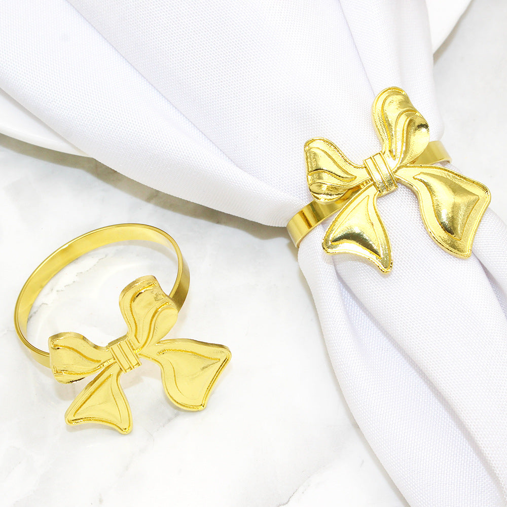 Gold Bow Napkin Rings For Table Decoration