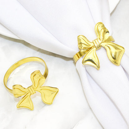 Gold Bow Napkin Rings For Table Decoration