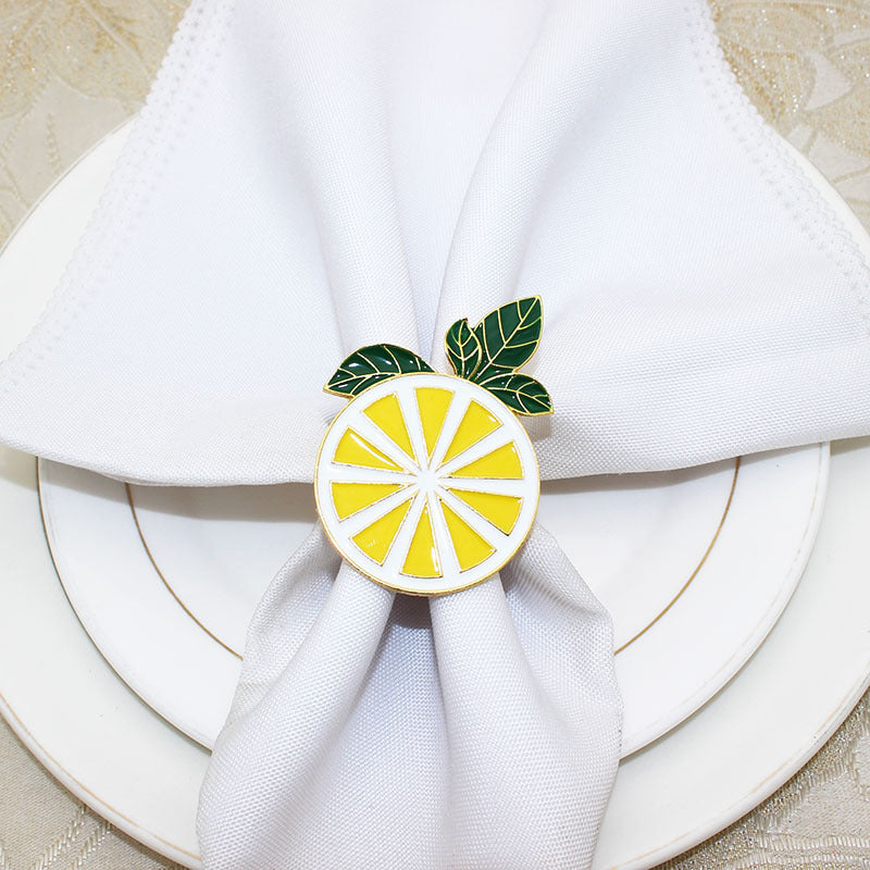 Yellow Lemon Slice Napkin Rings For Table Decoration