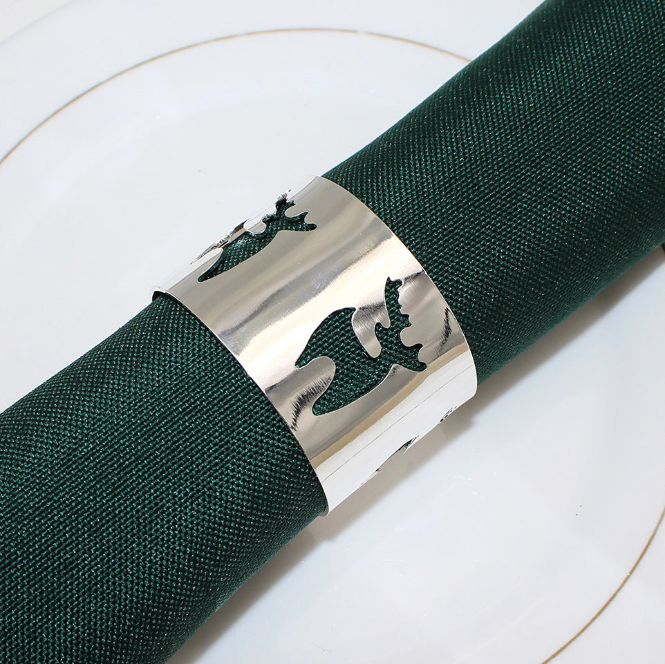 Silver Reindeer Cutout Napkin Rings For Table Decoration