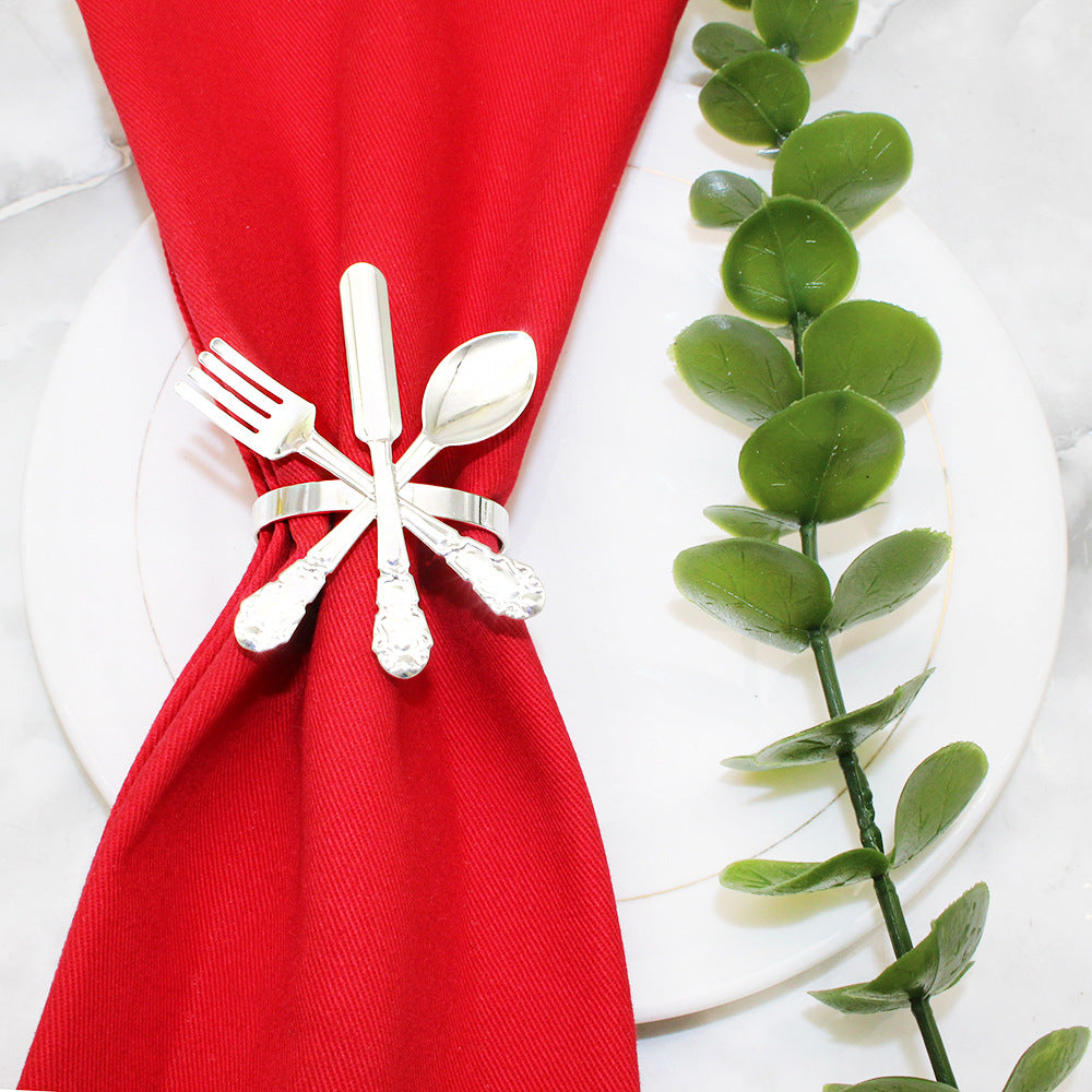 Silver Cutlery Napkin Rings For Table Decoration