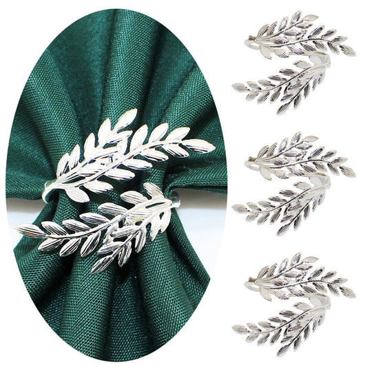 Silver Olive Branch Napkin Rings For Table Decoration