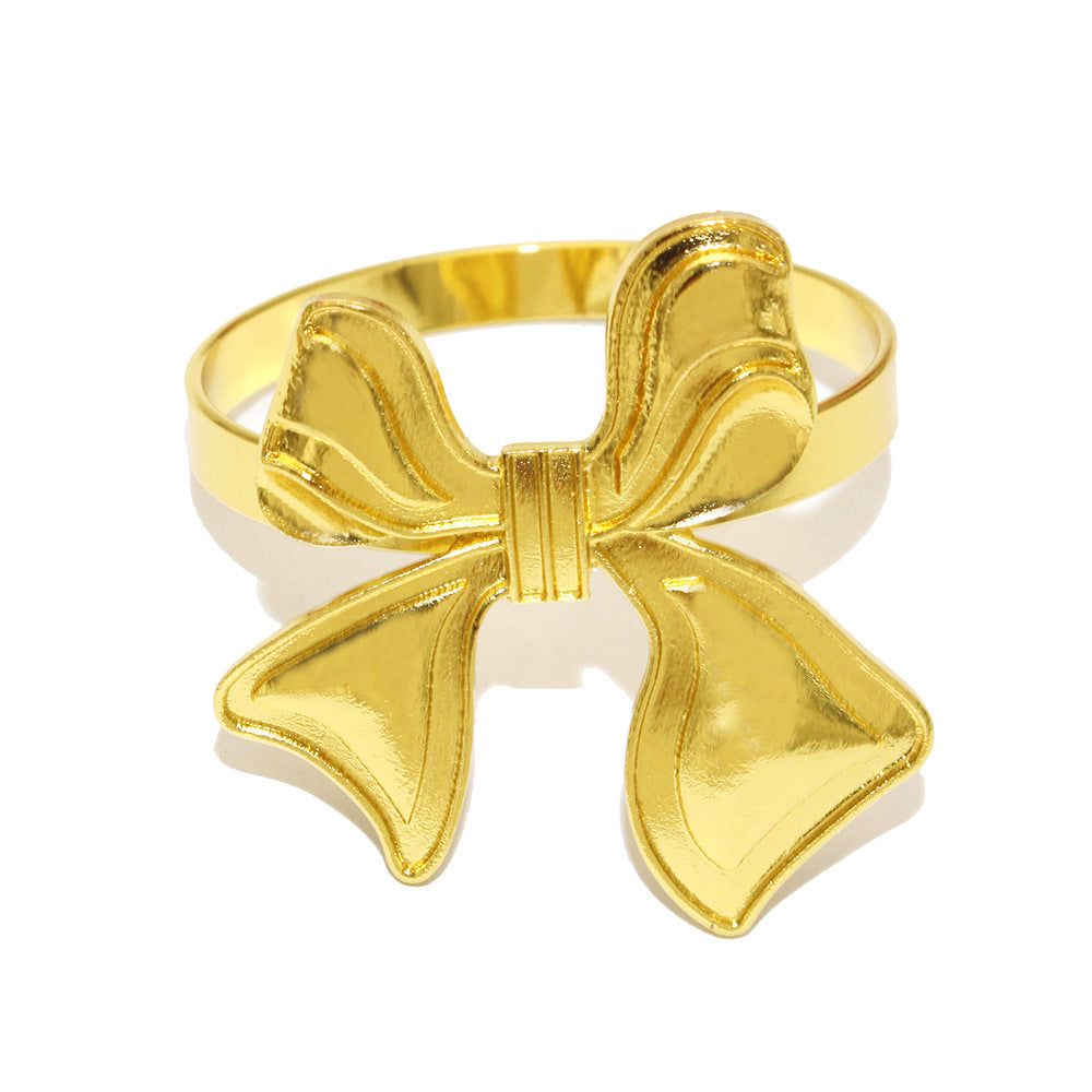 Gold Bow Napkin Rings For Table Decoration
