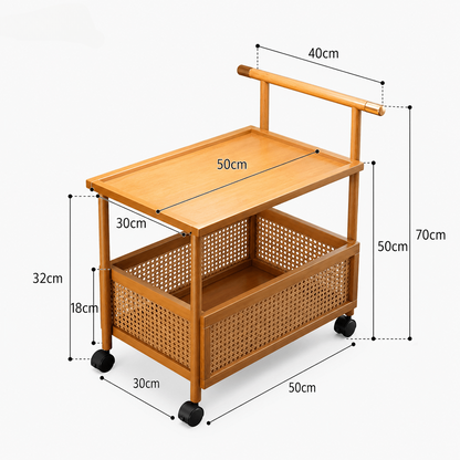 Bamboo 2-Tier Rolling Cart