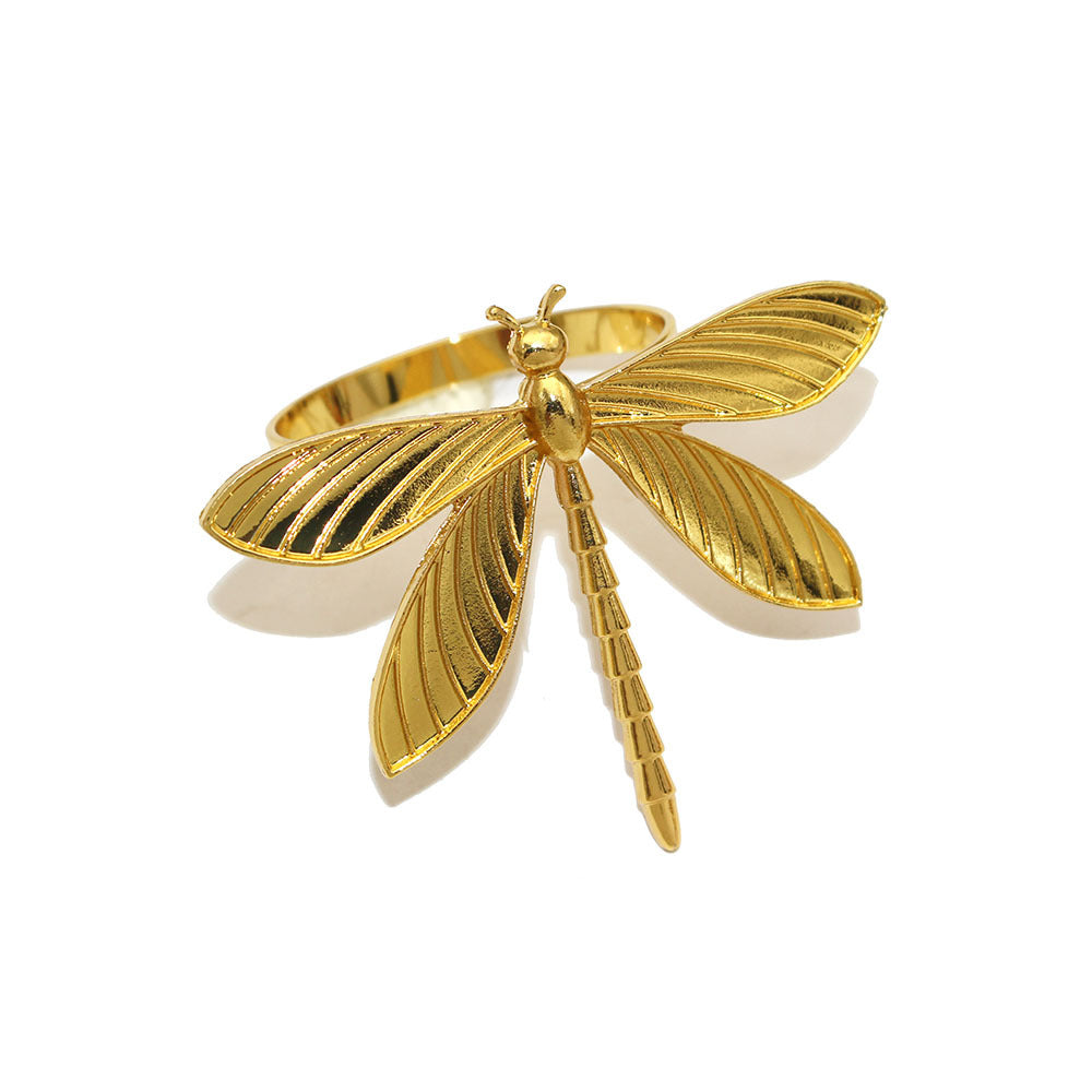 Gold Dragonfly Napkin Rings For Table Decoration