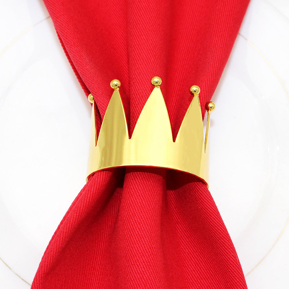 Gold Crown Napkin Rings For Table Decoration