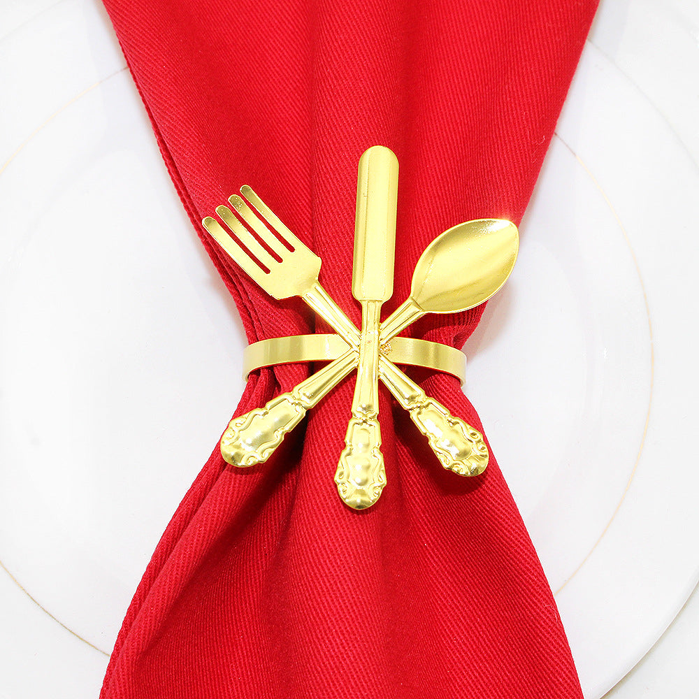 Gold Cutlery Napkin Rings For Table Decoration
