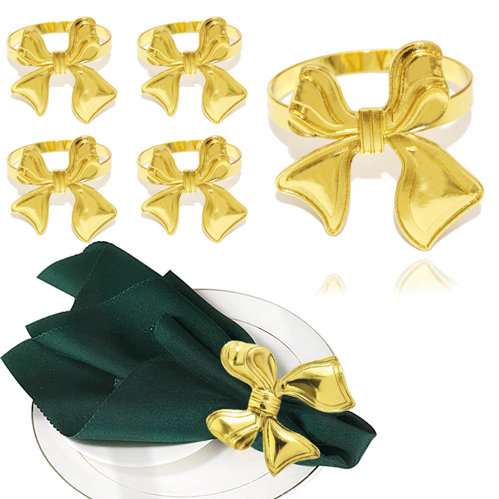 Gold Bow Napkin Rings For Table Decoration