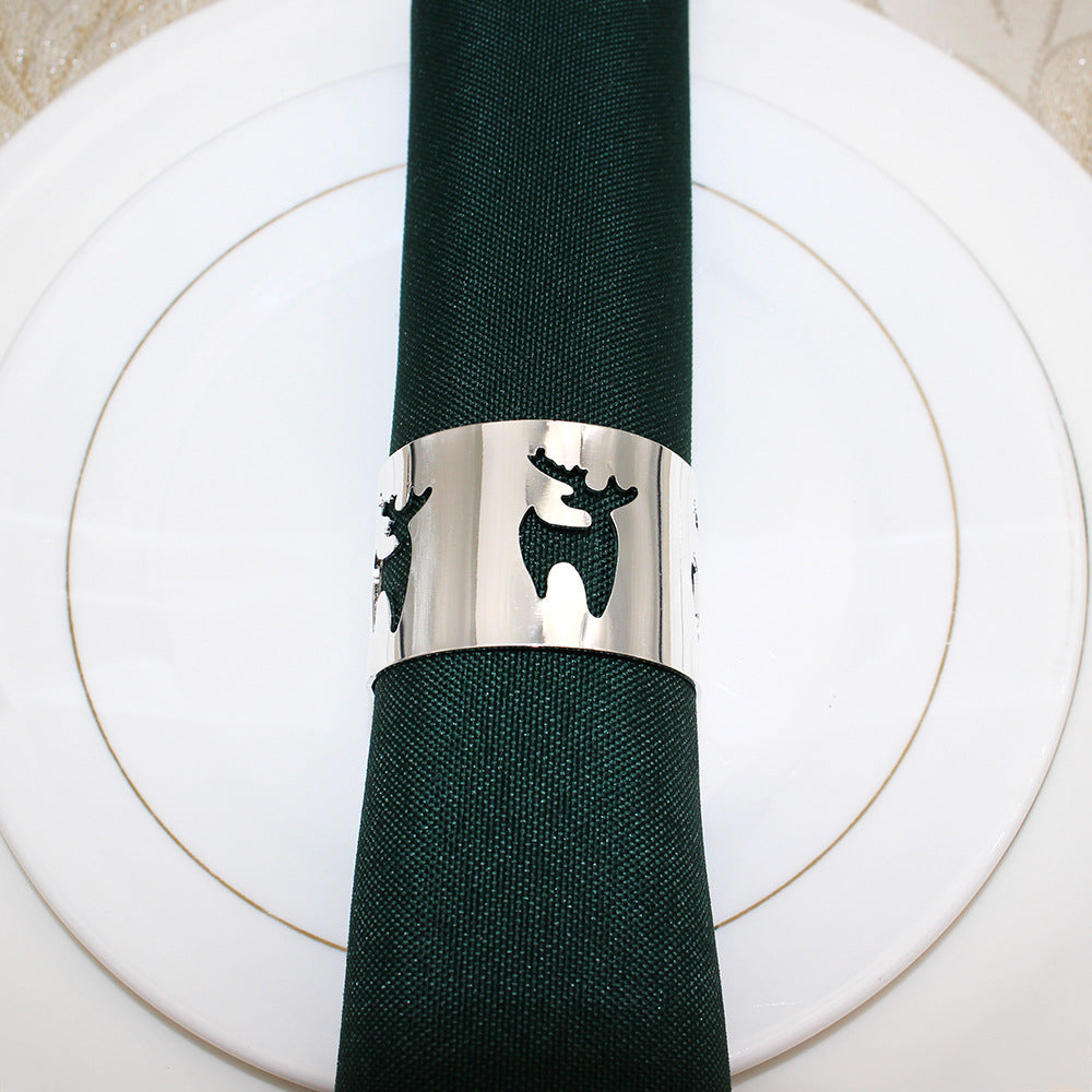 Silver Reindeer Cutout Napkin Rings For Table Decoration
