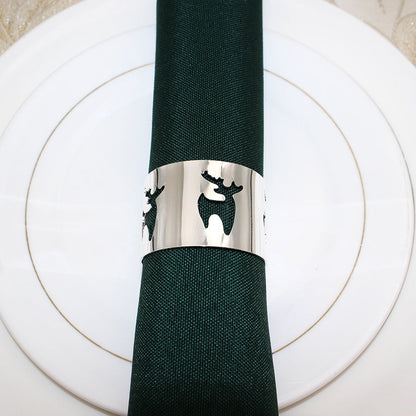 Silver Reindeer Cutout Napkin Rings For Table Decoration