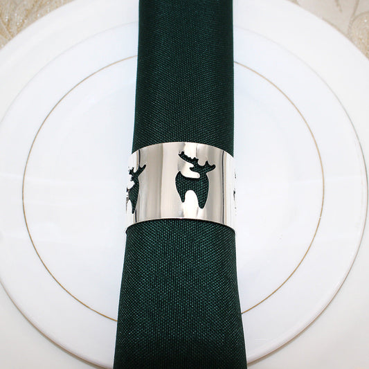 Silver Reindeer Cutout Napkin Rings For Table Decoration