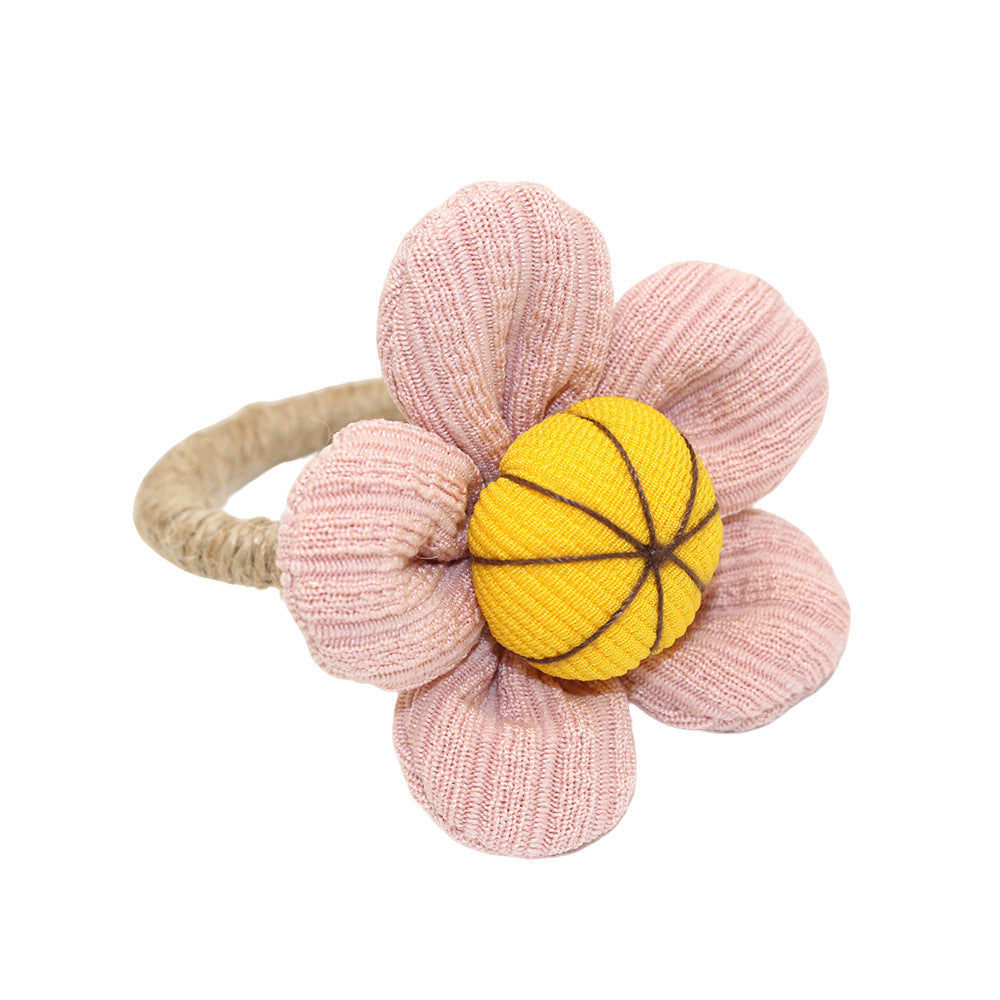 Pink Fabric Flower Napkin Rings For Table Decoration