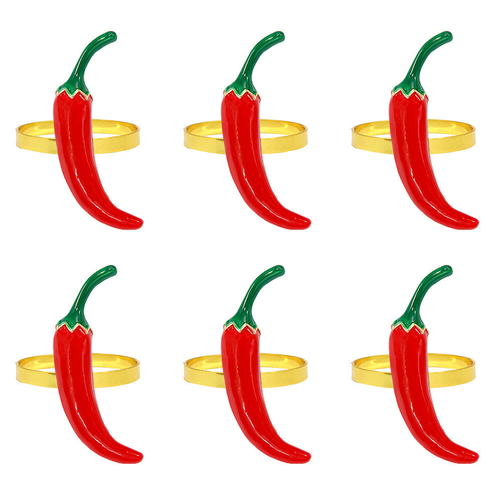 Red Chili Pepper Napkin Rings For Table Decoration