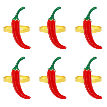 Red Chili Pepper Napkin Rings For Table Decoration