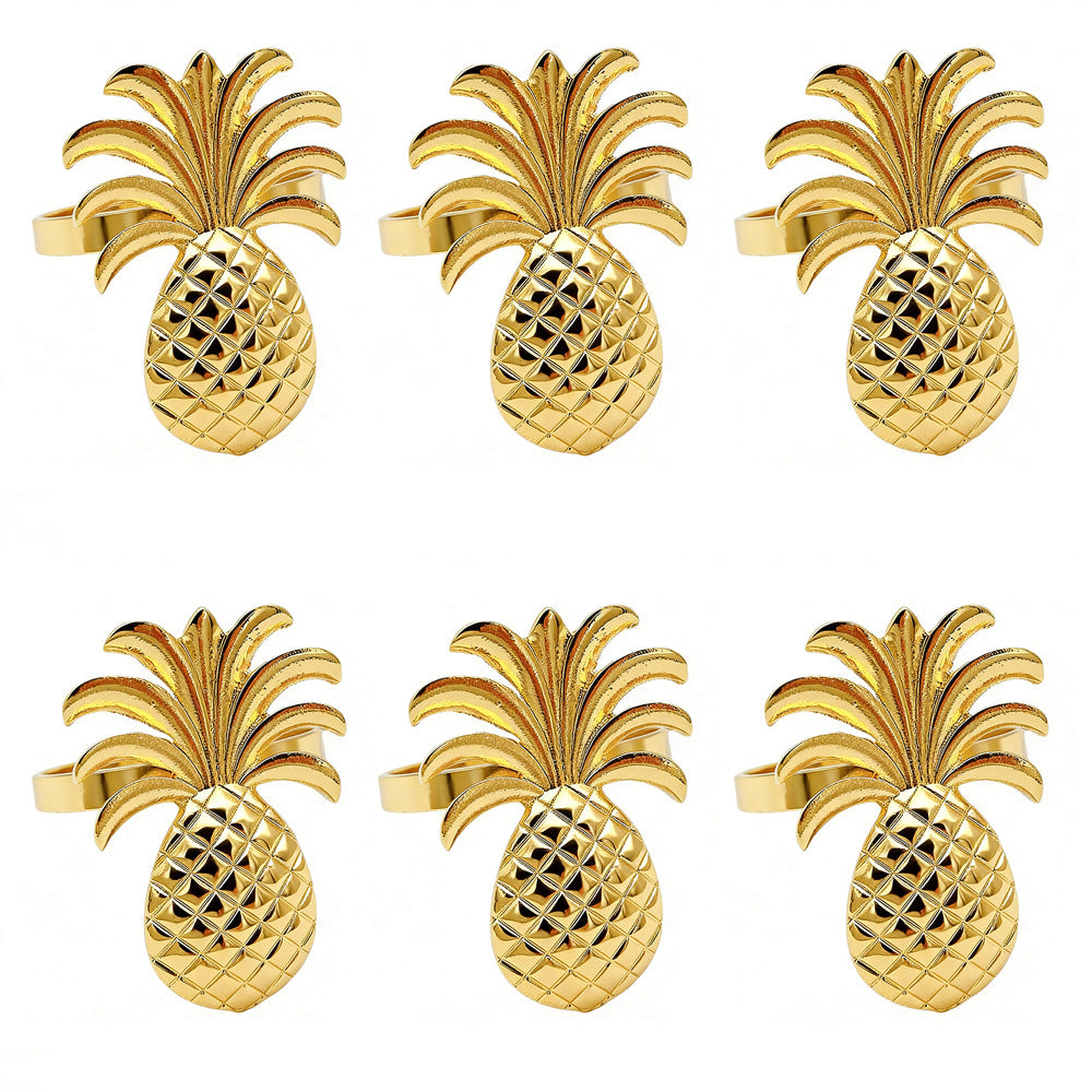 Gold Pineapple Napkin Rings For Table Decoration
