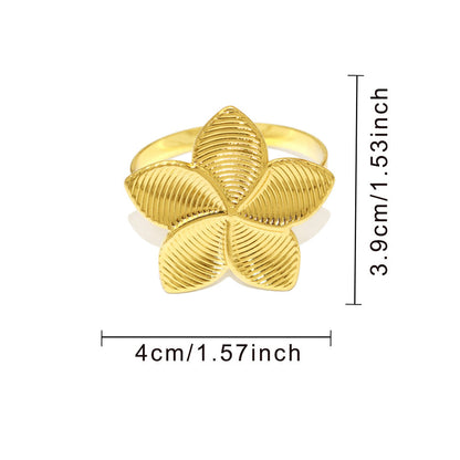 Gold Five Petal Flower Napkin Rings For Table Decoration
