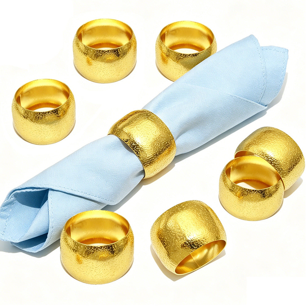Gold Round Hammered Napkin Rings For Table Decoration