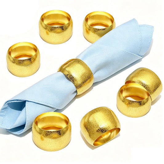 Gold Round Hammered Napkin Rings For Table Decoration