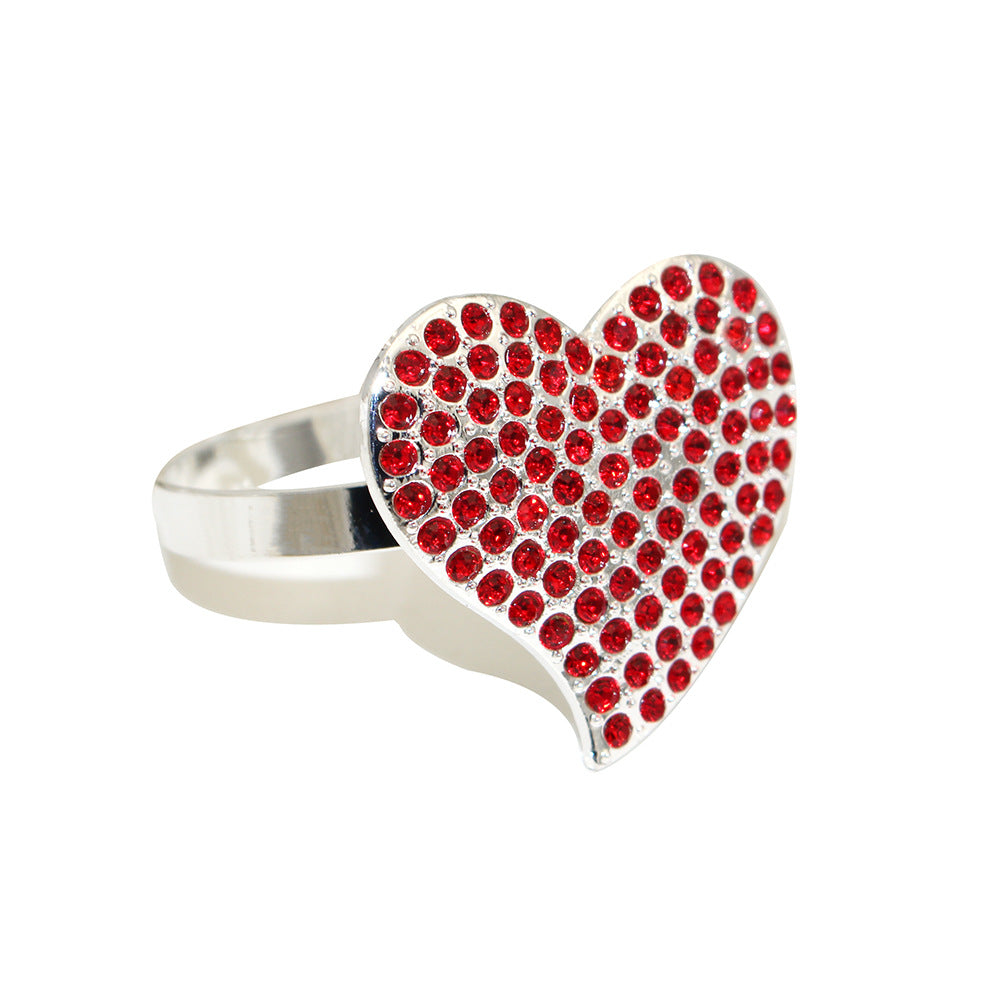 Red Rhinestone Heart Napkin Rings For Table Decorationalwtl